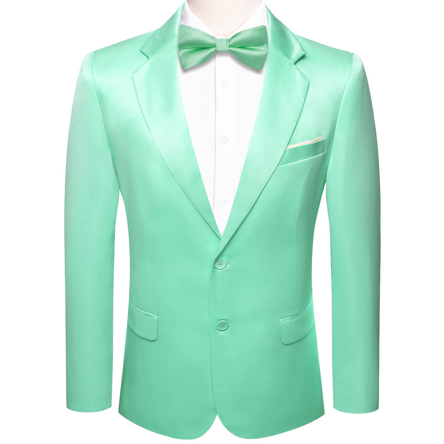 Mint Green Satin Notched Collar Suit Tuxedo Jacket tuxedo S (38)   - Sophisticated Gentlemen