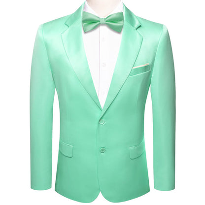 Mint Green Satin Notched Collar Suit Tuxedo Jacket tuxedo S (38)   - Sophisticated Gentlemen
