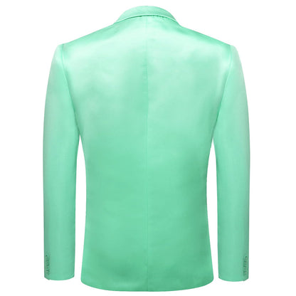 Mint Green Satin Notched Collar Suit Tuxedo Jacket tuxedo    - Sophisticated Gentlemen