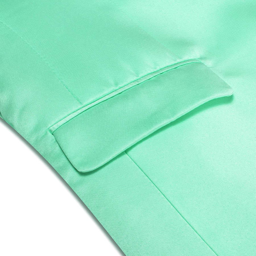 Mint Green Satin Notched Collar Suit Tuxedo Jacket tuxedo    - Sophisticated Gentlemen