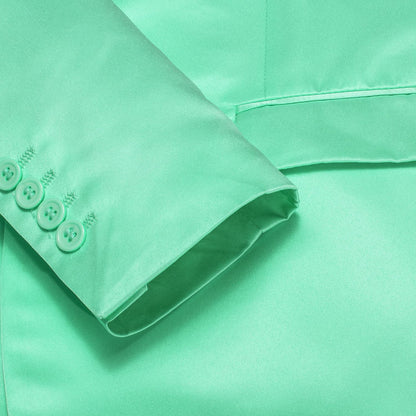 Mint Green Satin Notched Collar Suit Tuxedo Jacket tuxedo    - Sophisticated Gentlemen