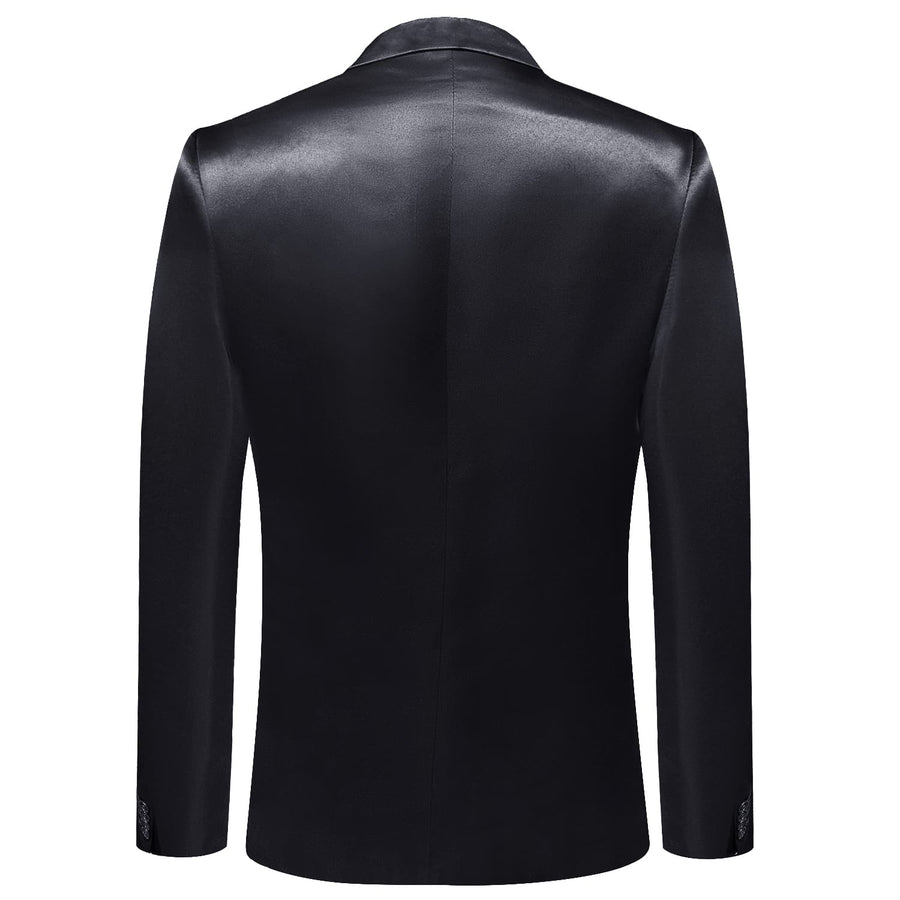 Midnight Black Satin Notched Collar Suit Tuxedo Jacket tuxedo    - Sophisticated Gentlemen
