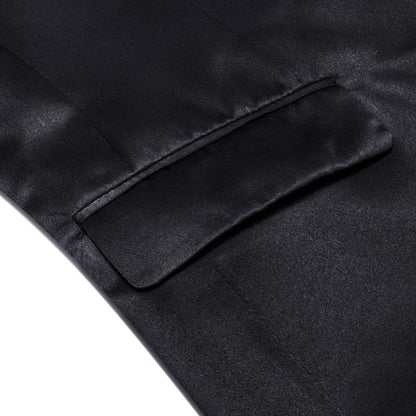 Midnight Black Satin Notched Collar Suit Tuxedo Jacket tuxedo    - Sophisticated Gentlemen