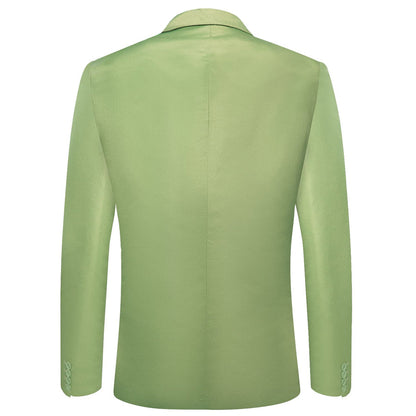 Pear Green Satin Notched Collar Suit Tuxedo Jacket tuxedo    - Sophisticated Gentlemen