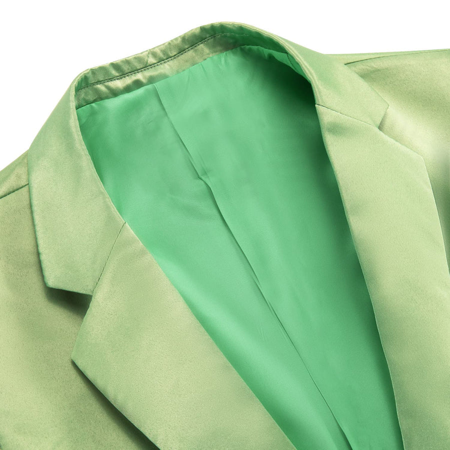 Pear Green Satin Notched Collar Suit Tuxedo Jacket tuxedo    - Sophisticated Gentlemen