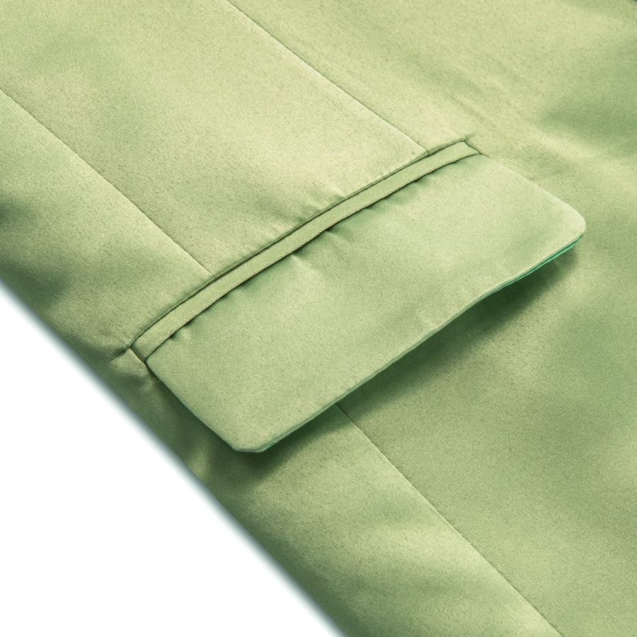 Pear Green Satin Notched Collar Suit Tuxedo Jacket tuxedo    - Sophisticated Gentlemen