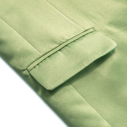 Pear Green Satin Notched Collar Suit Tuxedo Jacket tuxedo    - Sophisticated Gentlemen