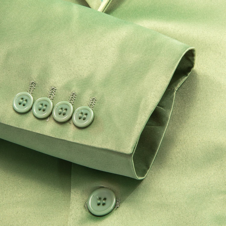 Pear Green Satin Notched Collar Suit Tuxedo Jacket tuxedo    - Sophisticated Gentlemen