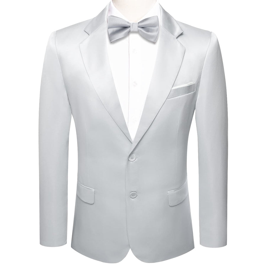 Cloud Gray Satin Notched Collar Suit Tuxedo Jacket tuxedo S (38)   - Sophisticated Gentlemen