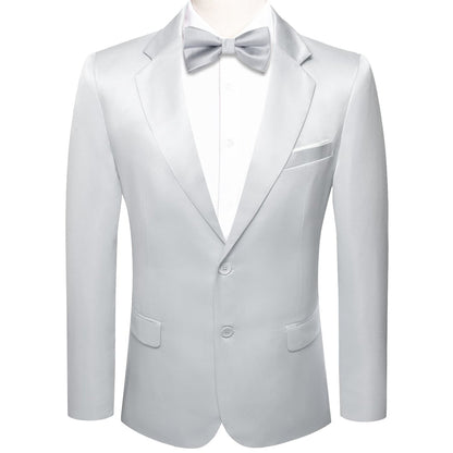Cloud Gray Satin Notched Collar Suit Tuxedo Jacket tuxedo S (38)   - Sophisticated Gentlemen