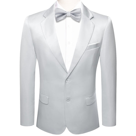 Cloud Gray Satin Notched Collar Suit Tuxedo Jacket tuxedo S (38)   - Sophisticated Gentlemen