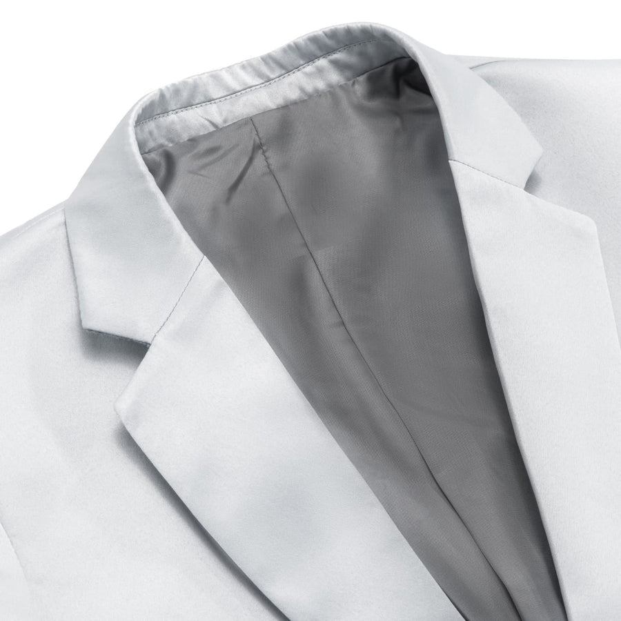 Cloud Gray Satin Notched Collar Suit Tuxedo Jacket tuxedo    - Sophisticated Gentlemen