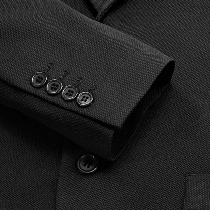 Pure Black Solid Notched Collar Silk Suit Tuxedo Jacket tuxedo    - Sophisticated Gentlemen