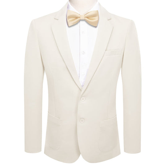 Cream White Solid Notched Collar Silk Suit Tuxedo Jacket tuxedo S (38)   - Sophisticated Gentlemen