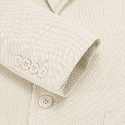 Cream White Solid Notched Collar Silk Suit Tuxedo Jacket tuxedo    - Sophisticated Gentlemen