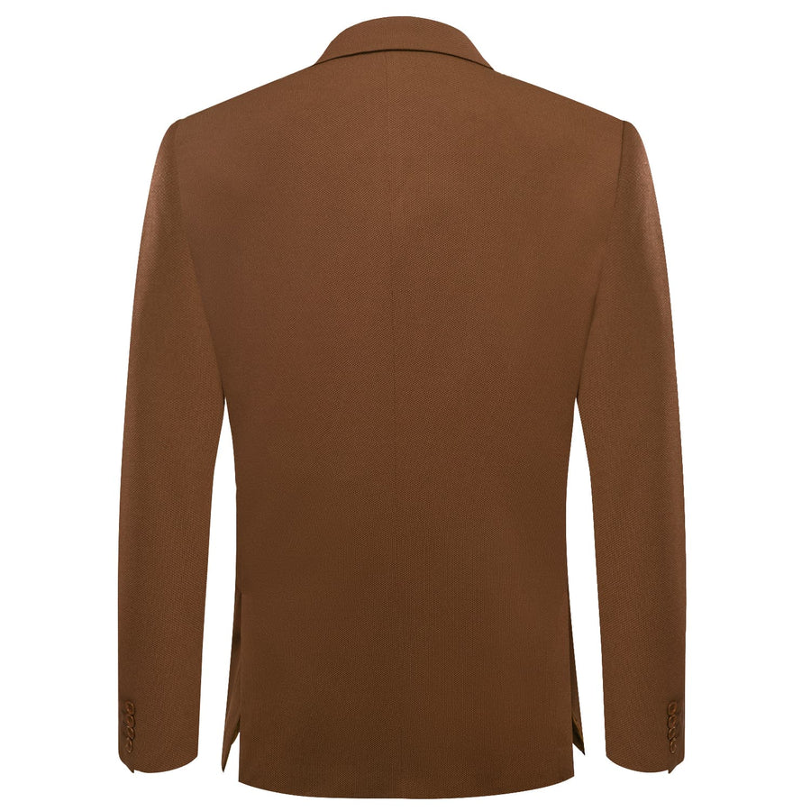 Caramel Brown Solid Notched Collar Silk Suit Tuxedo Jacket tuxedo    - Sophisticated Gentlemen
