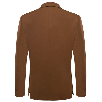 Caramel Brown Solid Notched Collar Silk Suit Tuxedo Jacket tuxedo    - Sophisticated Gentlemen
