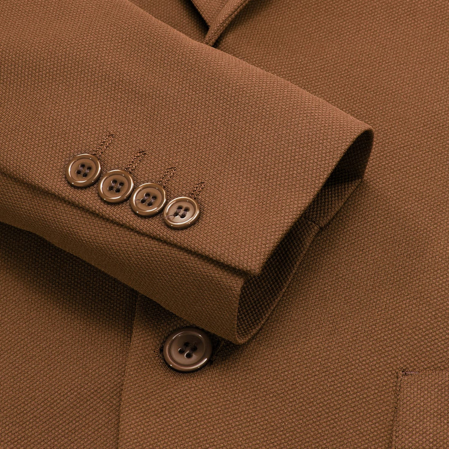 Caramel Brown Solid Notched Collar Silk Suit Tuxedo Jacket tuxedo    - Sophisticated Gentlemen
