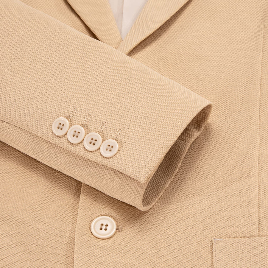 Beige Solid Notched Collar Silk Suit Tuxedo Jacket tuxedo    - Sophisticated Gentlemen