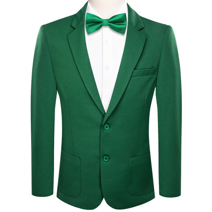 Green Solid Notched Collar Silk Suit Tuxedo Jacket tuxedo S (38)   - Sophisticated Gentlemen
