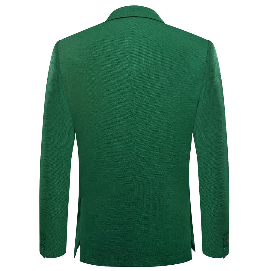 Green Solid Notched Collar Silk Suit Tuxedo Jacket tuxedo    - Sophisticated Gentlemen