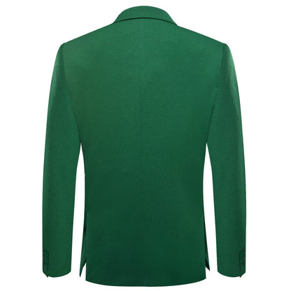 Green Solid Notched Collar Silk Suit Tuxedo Jacket tuxedo    - Sophisticated Gentlemen