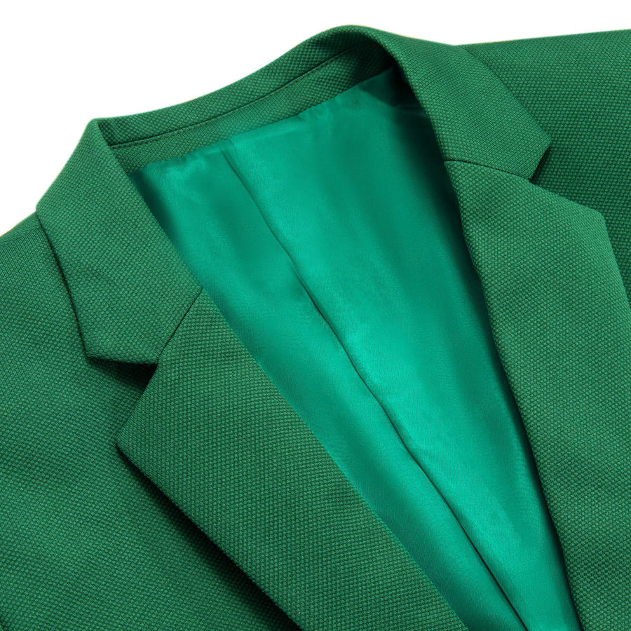 Green Solid Notched Collar Silk Suit Tuxedo Jacket tuxedo    - Sophisticated Gentlemen