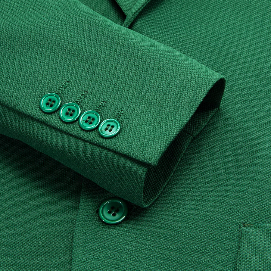 Green Solid Notched Collar Silk Suit Tuxedo Jacket tuxedo    - Sophisticated Gentlemen