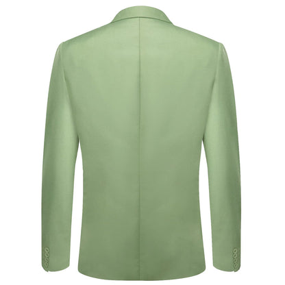 Sage Green Notched Collar Silk Suit Tuxedo Jacket tuxedo    - Sophisticated Gentlemen