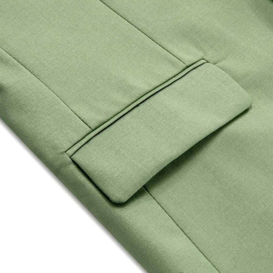 Sage Green Notched Collar Silk Suit Tuxedo Jacket tuxedo    - Sophisticated Gentlemen