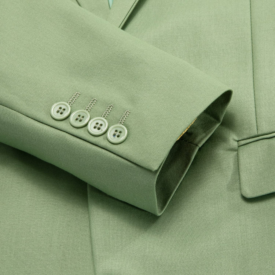 Sage Green Notched Collar Silk Suit Tuxedo Jacket tuxedo    - Sophisticated Gentlemen
