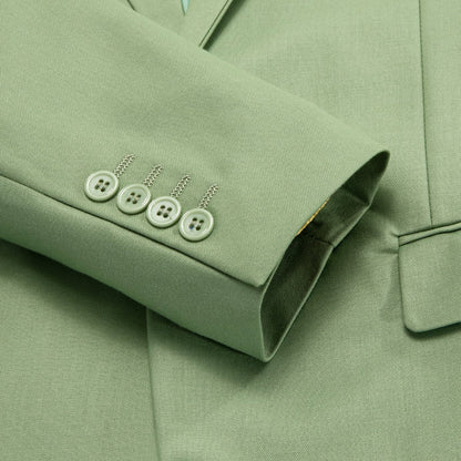 Sage Green Notched Collar Silk Suit Tuxedo Jacket tuxedo    - Sophisticated Gentlemen