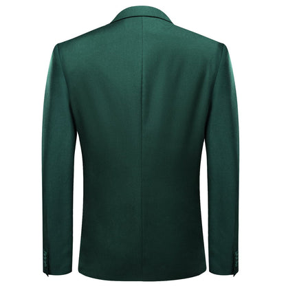 Sapphire Pine Green Notched Collar Silk Suit Tuxedo Jacket tuxedo    - Sophisticated Gentlemen
