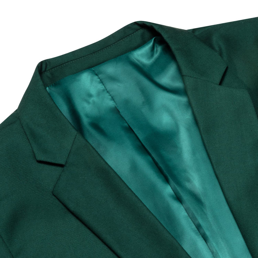 Sapphire Pine Green Notched Collar Silk Suit Tuxedo Jacket tuxedo    - Sophisticated Gentlemen