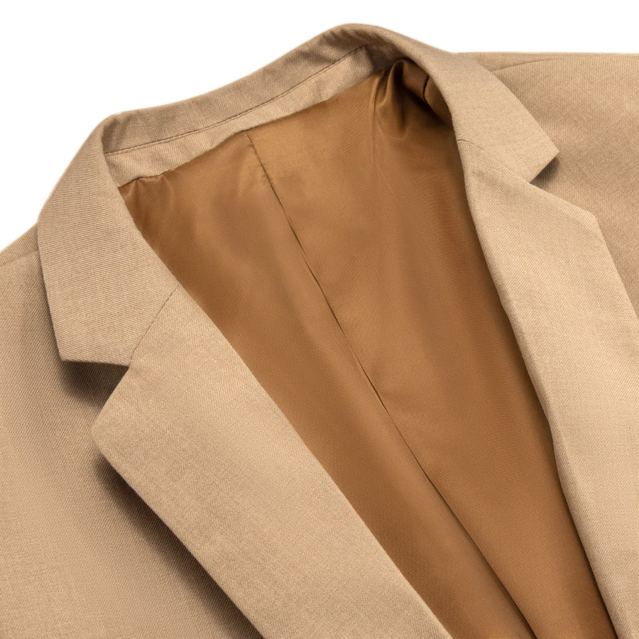 Wood Brown Notched Collar Silk Suit Tuxedo Jacket tuxedo    - Sophisticated Gentlemen