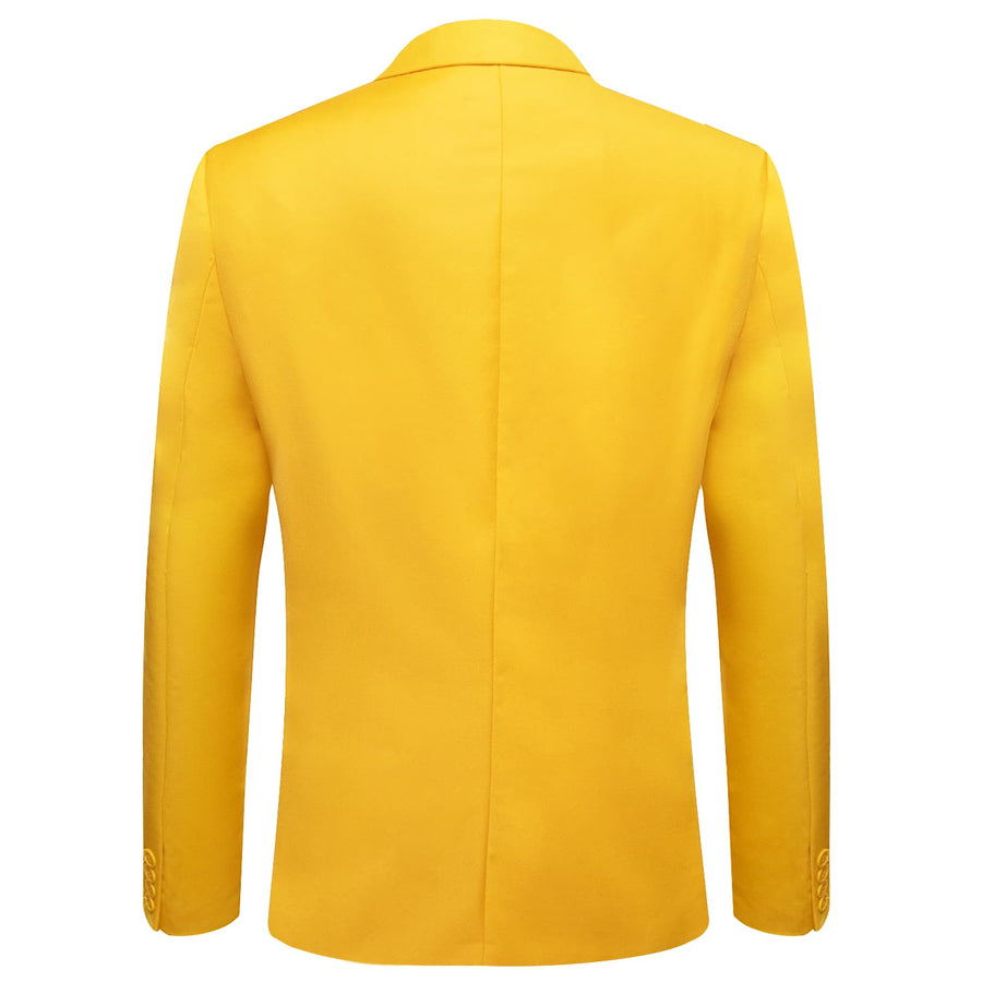 Gloss Butter Yellow Notched Collar Silk Suit Tuxedo Jacket tuxedo    - Sophisticated Gentlemen