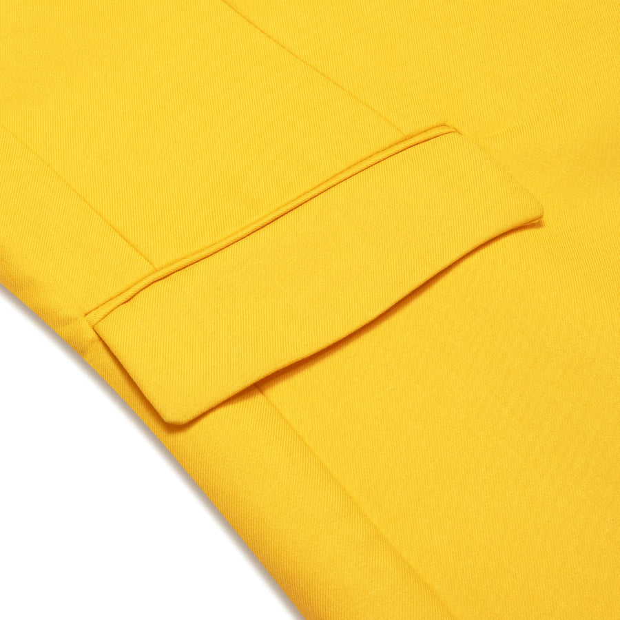 Gloss Butter Yellow Notched Collar Silk Suit Tuxedo Jacket tuxedo    - Sophisticated Gentlemen