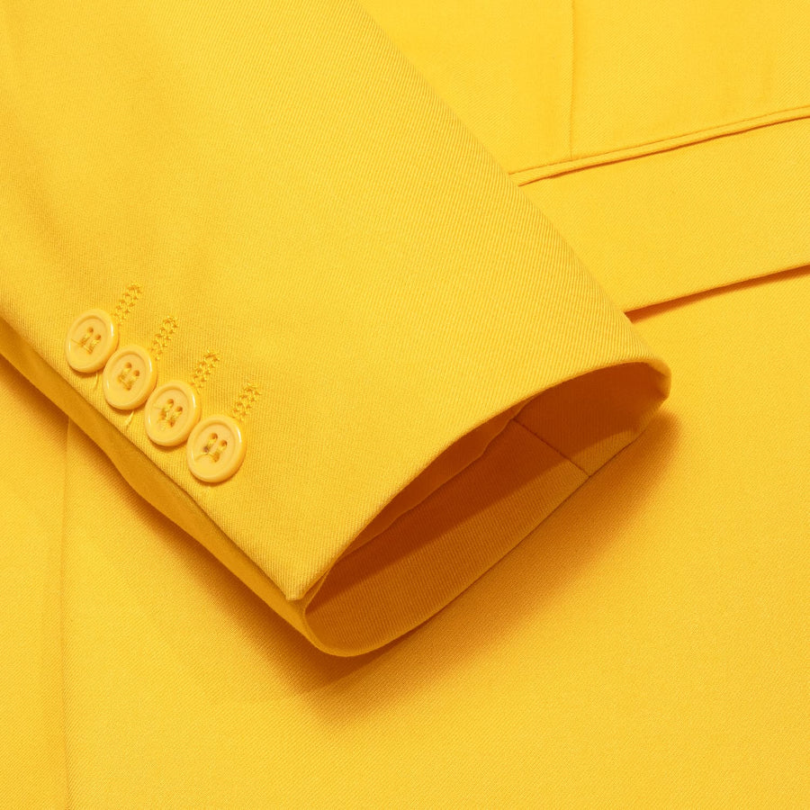 Gloss Butter Yellow Notched Collar Silk Suit Tuxedo Jacket tuxedo    - Sophisticated Gentlemen