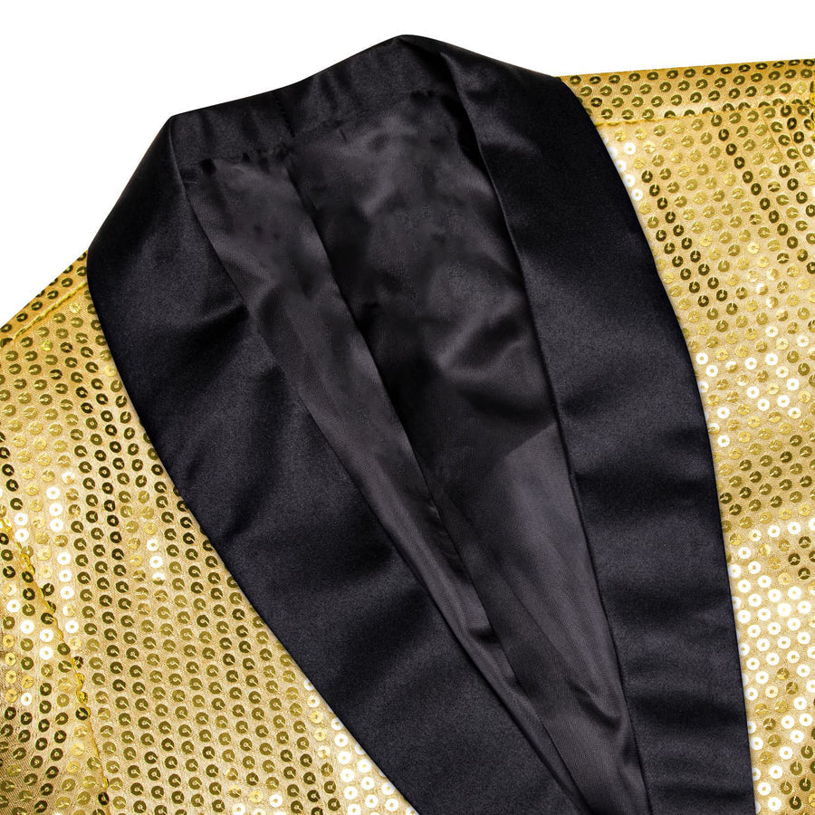 Sand Yellow Solid Shawl Collar Glitter Men's Suit Tuxedo Jacket tuxedo    - Sophisticated Gentlemen
