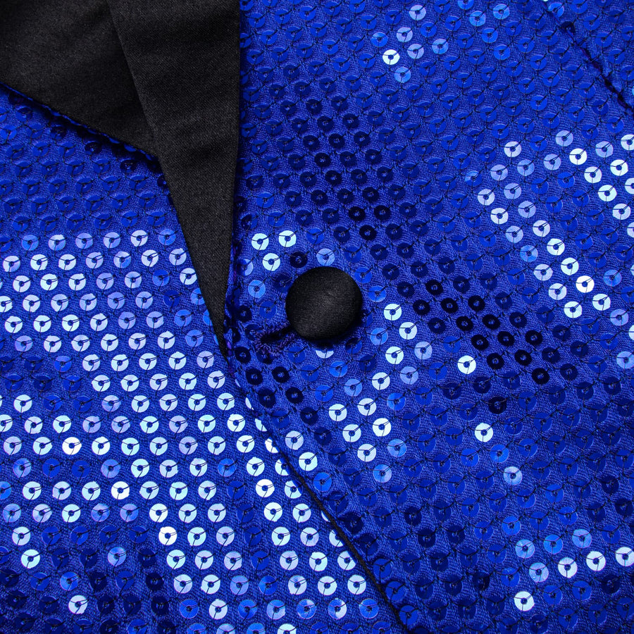 Cobalt Blue Solid Shawl Collar Glitter Men's Suit Tuxedo Jacket tuxedo    - Sophisticated Gentlemen