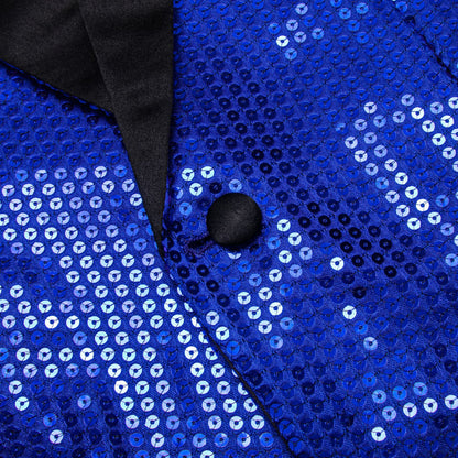 Cobalt Blue Solid Shawl Collar Glitter Men's Suit Tuxedo Jacket tuxedo    - Sophisticated Gentlemen