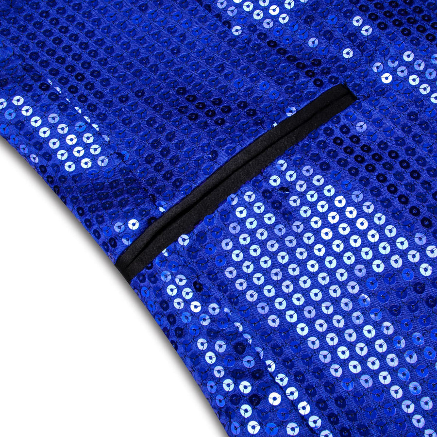 Cobalt Blue Solid Shawl Collar Glitter Men's Suit Tuxedo Jacket tuxedo    - Sophisticated Gentlemen