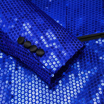 Cobalt Blue Solid Shawl Collar Glitter Men's Suit Tuxedo Jacket tuxedo    - Sophisticated Gentlemen