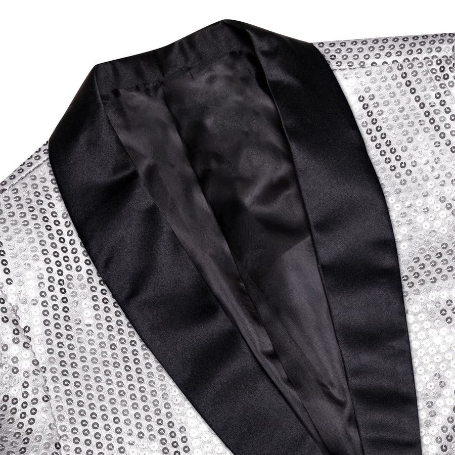 Gray Solid Shawl Collar Glitter Men's Suit Tuxedo Jacket tuxedo    - Sophisticated Gentlemen