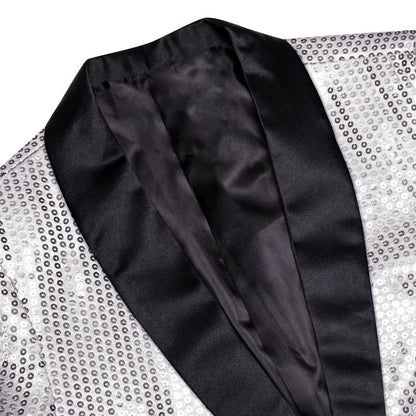 Gray Solid Shawl Collar Glitter Men's Suit Tuxedo Jacket tuxedo    - Sophisticated Gentlemen