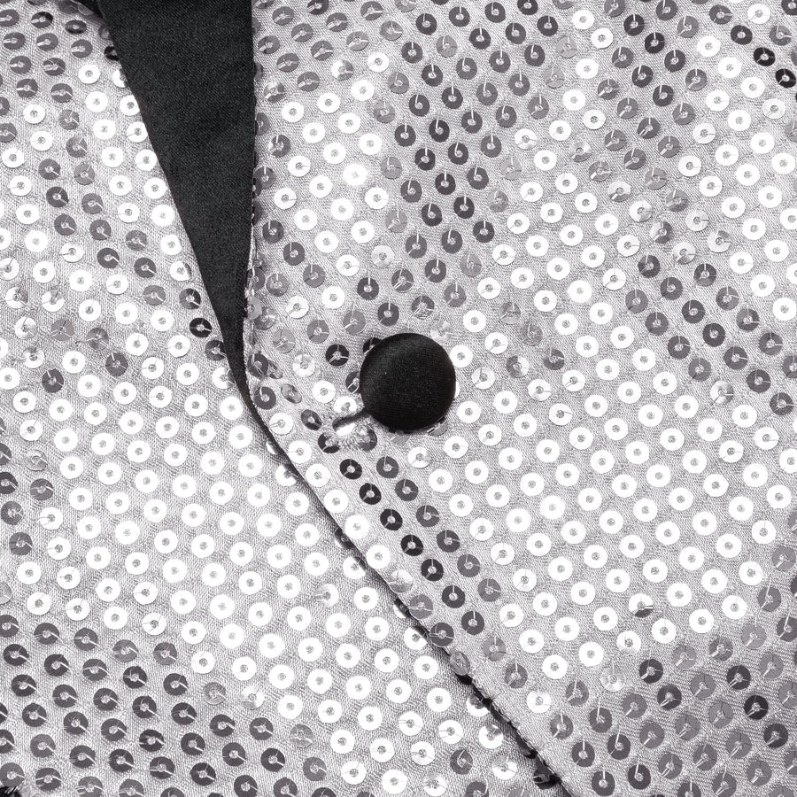 Gray Solid Shawl Collar Glitter Men's Suit Tuxedo Jacket tuxedo    - Sophisticated Gentlemen