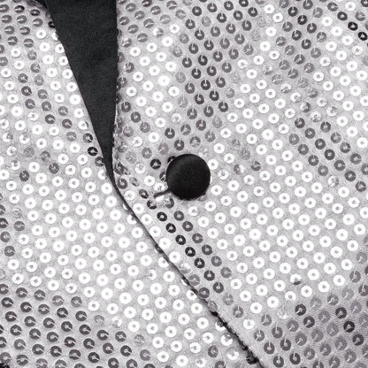 Gray Solid Shawl Collar Glitter Men's Suit Tuxedo Jacket tuxedo    - Sophisticated Gentlemen