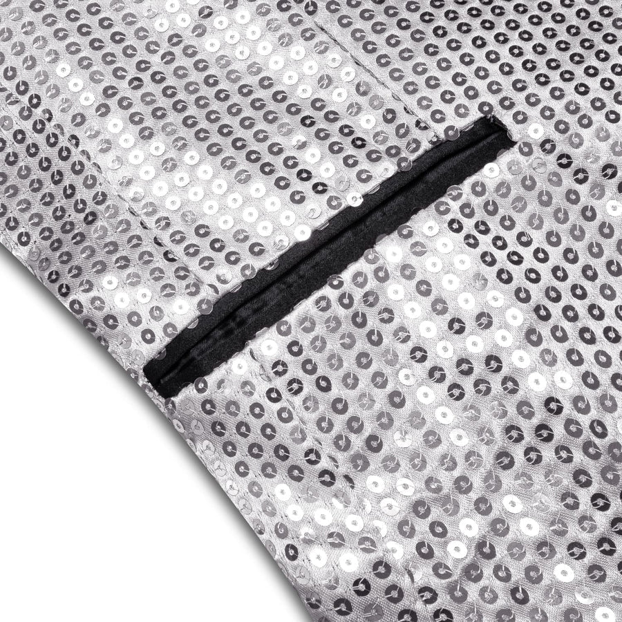 Gray Solid Shawl Collar Glitter Men's Suit Tuxedo Jacket tuxedo    - Sophisticated Gentlemen