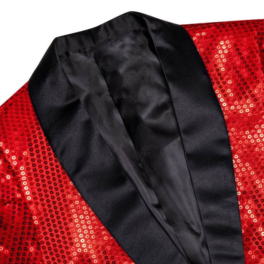 Red Solid Shawl Collar Glitter Men's Slim Tuxedo Jacket tuxedo    - Sophisticated Gentlemen