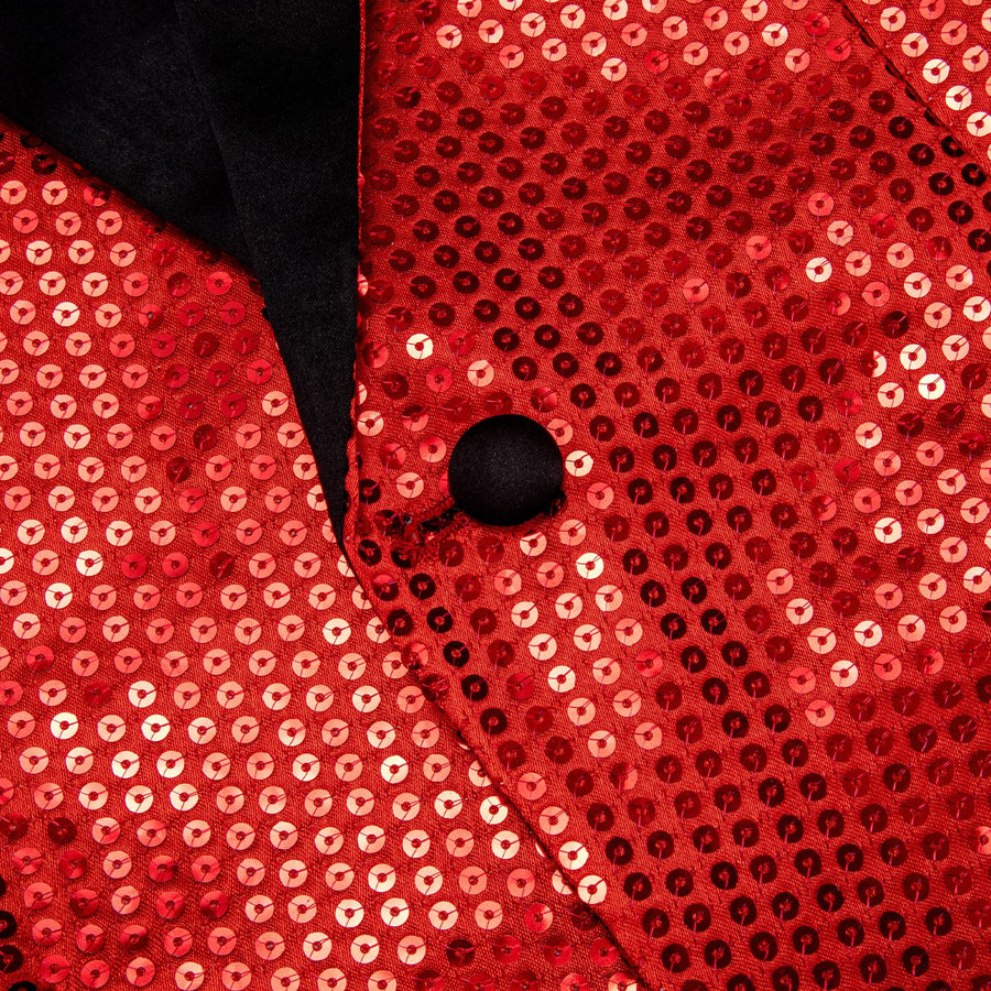 Red Solid Shawl Collar Glitter Men's Slim Tuxedo Jacket tuxedo    - Sophisticated Gentlemen